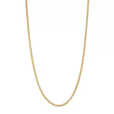 14K Gold 18-24" 2mm Hollow Wheat Chain Necklace
