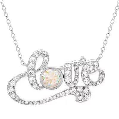 DiamonArt® Preciosa Aurora Borealis Womens 3 CT. T.W. White Cubic Zirconia Sterling Silver Pendant Necklace