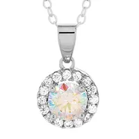 DiamonArt® Preciosa Aurora Borealis Womens 1 3/4 CT. T.W. White Cubic Zirconia Sterling Silver Halo Pendant Necklace