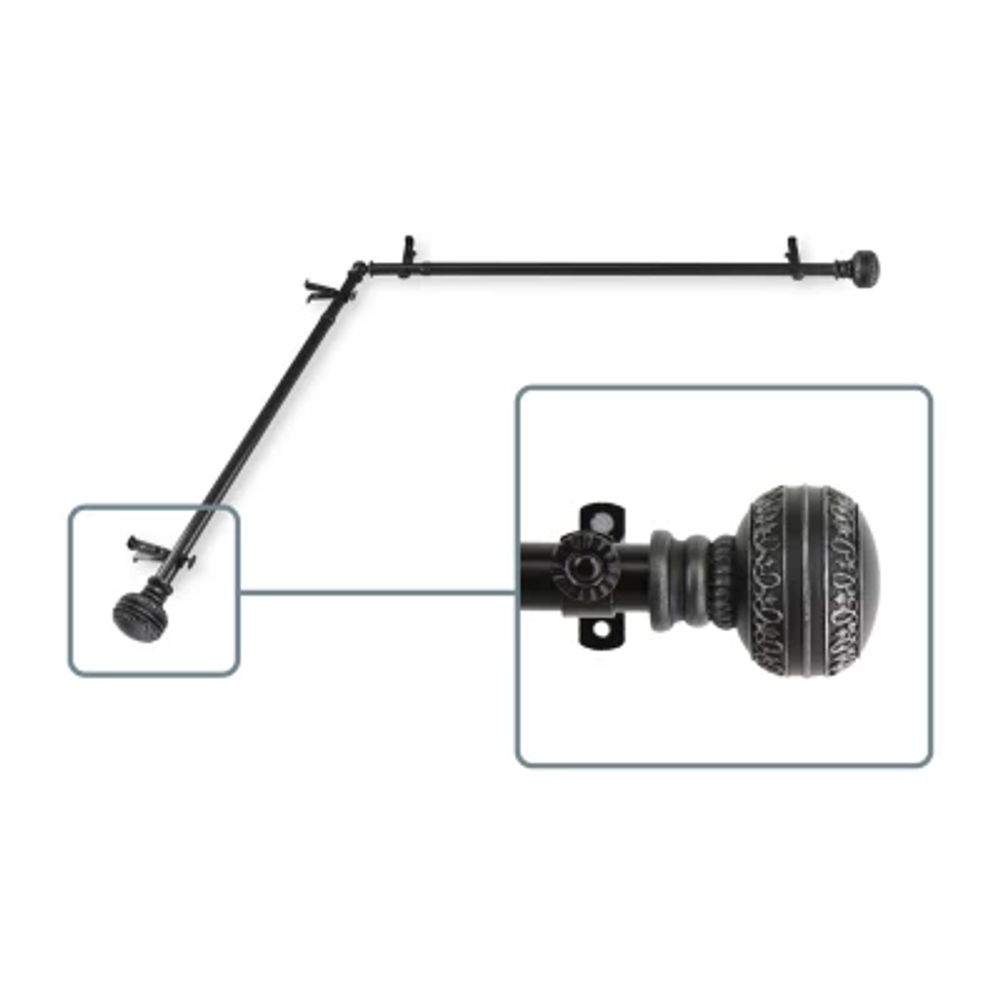 Rod Desyne Ornament Corner Window 3/4 Adjustable Curtain
