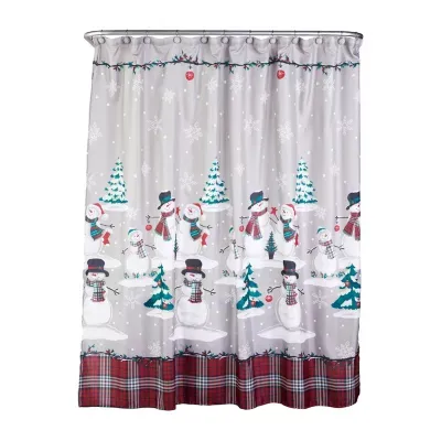 Saturday Knight Plaid Snowman Shower Curtain Sets