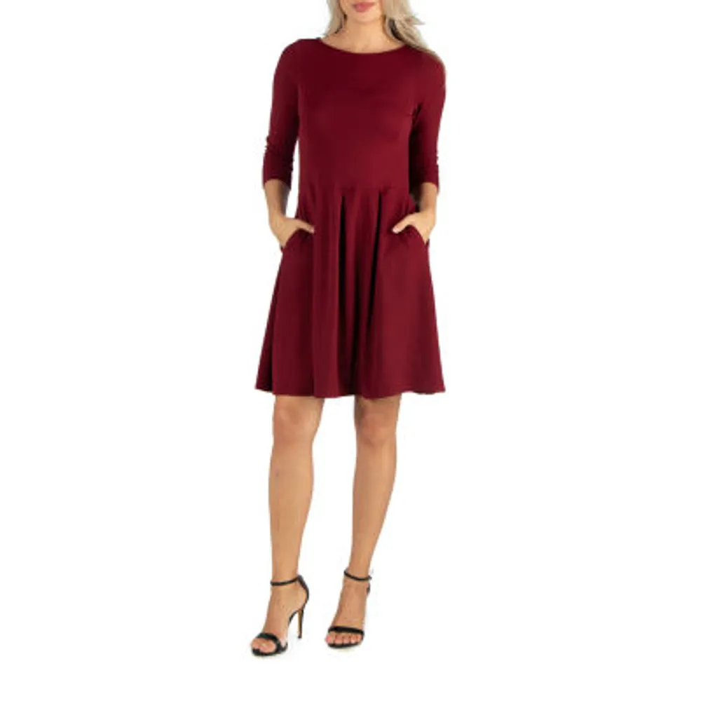 Women's 24seven Comfort Apparel Knee Length A-Line Dress