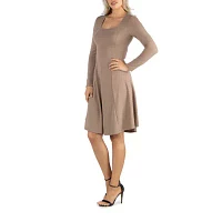 24/7 Comfort Apparel Long Sleeve Flared Dress