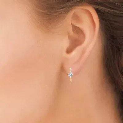 1/10 CT. T.W. Mined White Diamond 10K Gold 12.4mm Hoop Earrings