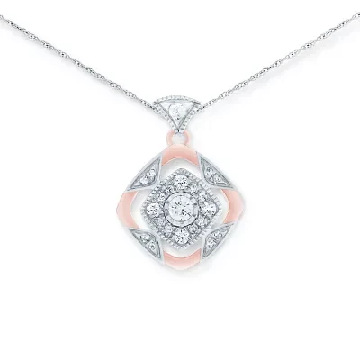 Womens 1/4 CT. T.W. Natural White Diamond 10K Rose Gold Pendant Necklace