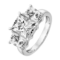 True Light Womens 2 CT. T.W. Lab Created White Moissanite 14K Gold 3-Stone Engagement Ring