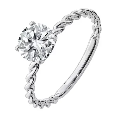 True Light Womens 7/8 CT. T.W. Lab Created White Moissanite 14K Gold Round Engagement Ring