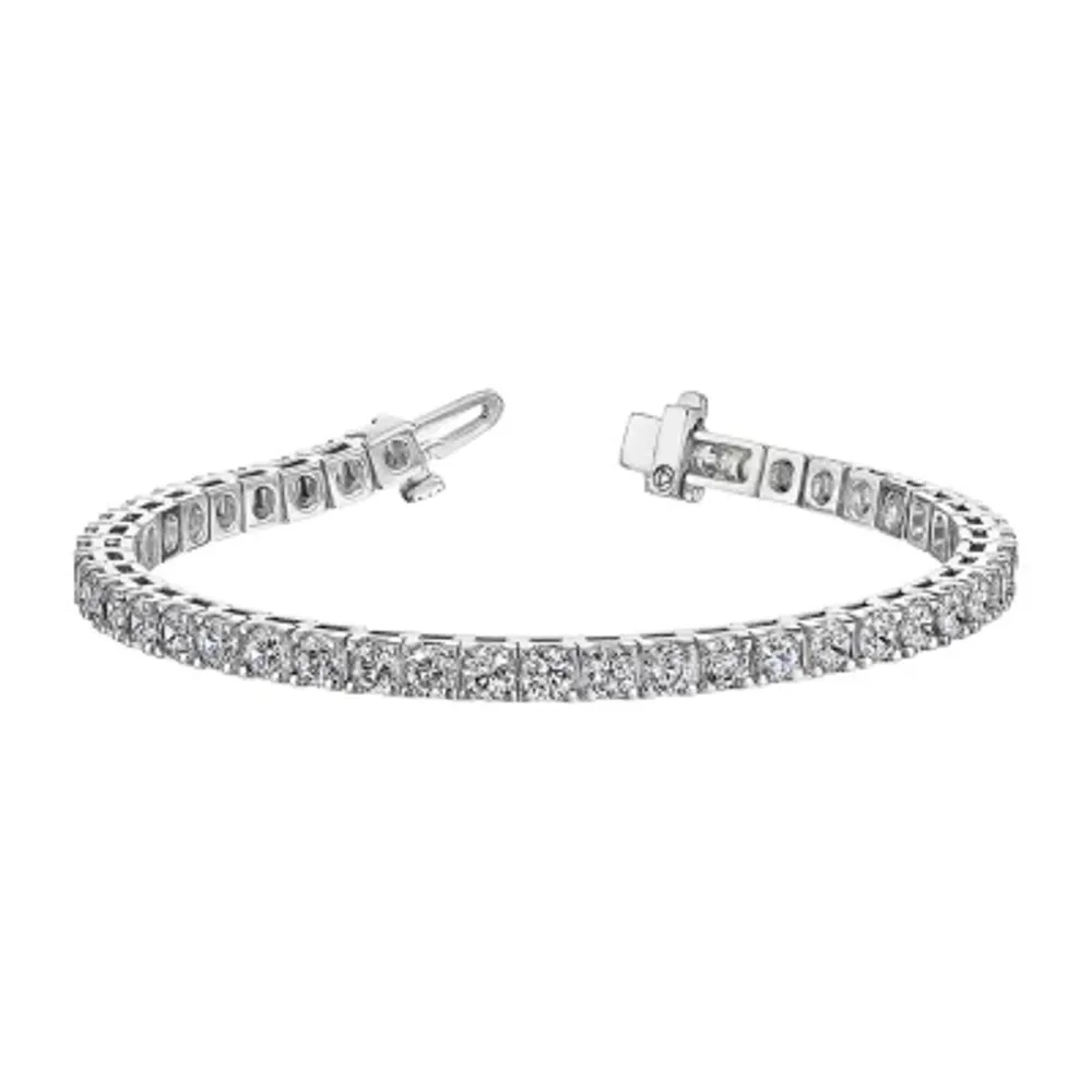 True Light Lab Created White Moissanite 14K White Gold 7 Inch Tennis Bracelet