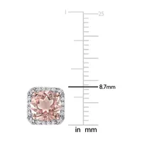 Simulated Pink Morganite 18K Rose Gold Over Silver 8.7mm Stud Earrings