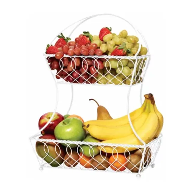 Gourmet Basics by Mikasa Tully 2-Tier Basket with Banana Hook, Black