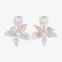 Bijoux Bar Gold Tone Simulated Pearl Flower Drop Earrings