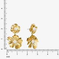 Bijoux Bar Gold Tone Simulated Pearl Flower Drop Earrings