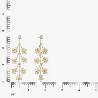 Bijoux Bar Gold Tone Glass Simulated Pearl Flower Drop Earrings