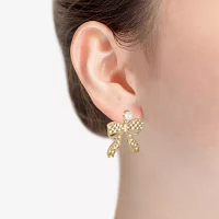 Bijoux Bar Gold Tone Simulated Pearl Bow Drop Earrings