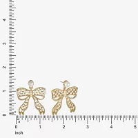 Bijoux Bar Gold Tone Simulated Pearl Bow Drop Earrings