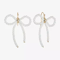 Bijoux Bar Gold Tone Simulated Pearl Bow Drop Earrings