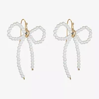 Bijoux Bar Gold Tone Simulated Pearl Bow Drop Earrings