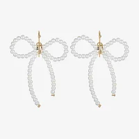 Bijoux Bar Gold Tone Simulated Pearl Bow Drop Earrings