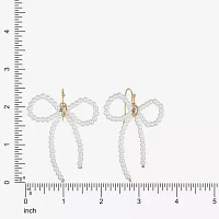 Bijoux Bar Gold Tone Simulated Pearl Bow Drop Earrings