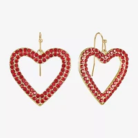 Bijoux Bar Gold Tone Glass Heart Drop Earrings