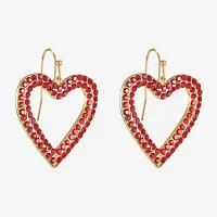 Bijoux Bar Gold Tone Glass Heart Drop Earrings