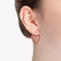 Bijoux Bar Gold Tone Glass Heart Drop Earrings