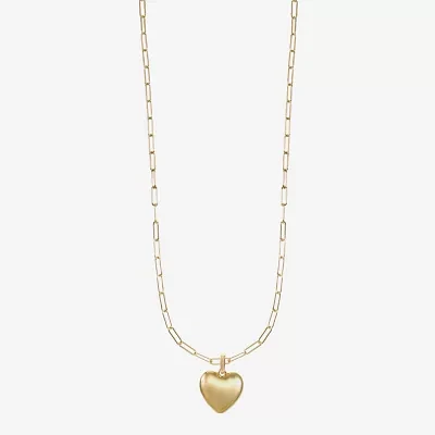 Bijoux Bar Gold Tone 30 Inch Paperclip Heart Pendant Necklace