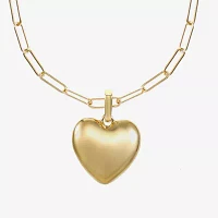 Bijoux Bar Gold Tone 30 Inch Paperclip Heart Pendant Necklace