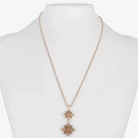 Monet Jewelry Rose Gold Glass 17 Inch Rope Flower Pendant Necklace