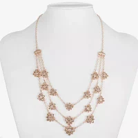 Monet Jewelry Rose Gold Layered Glass 22 Inch Cable Flower Strand Necklace