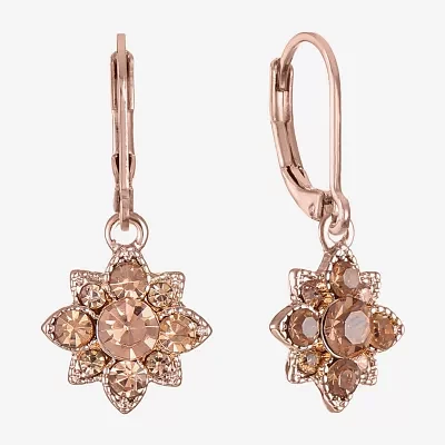 Monet Jewelry Rose Gold Glass Flower Drop Earrings