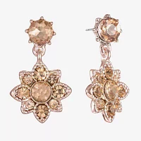 Monet Jewelry Rose Gold Glass Flower Drop Earrings