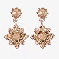 Monet Jewelry Rose Gold Glass Flower Drop Earrings