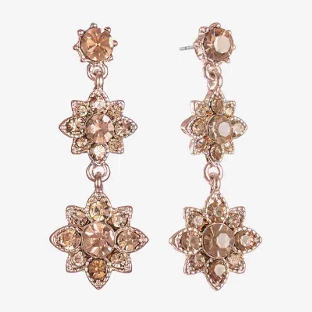 Monet Jewelry Rose Gold Glass Flower Drop Earrings