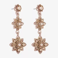 Monet Jewelry Rose Gold Glass Flower Drop Earrings