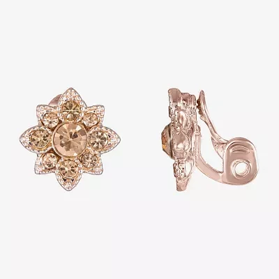 Monet Jewelry Rose Gold Glass Flower Clip On Earrings