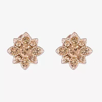 Monet Jewelry Rose Gold Glass Flower Clip On Earrings