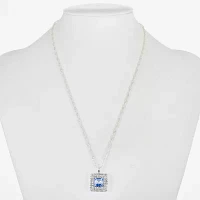 Monet Jewelry Glass 17 Inch Rope Square Pendant Necklace