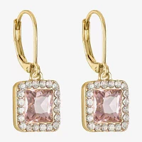 Monet Jewelry Womens Pink Glass Square Drop Earrings