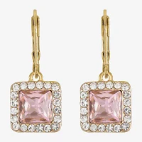 Monet Jewelry Womens Pink Glass Square Drop Earrings