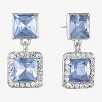 Monet Jewelry Double Glass Square Drop Earrings