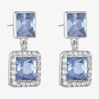 Monet Jewelry Double Glass Square Drop Earrings