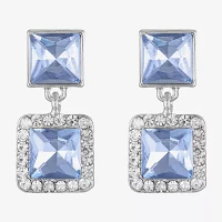 Monet Jewelry Double Glass Square Drop Earrings