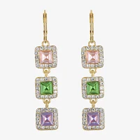 Monet Jewelry Glass Square Drop Earrings