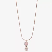 Monet Jewelry Rose Gold Glass Simulated Pearl 17 Inch Snake Round Pendant Necklace