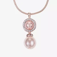 Monet Jewelry Rose Gold Glass Simulated Pearl 17 Inch Snake Round Pendant Necklace