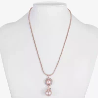 Monet Jewelry Rose Gold Glass Simulated Pearl 17 Inch Snake Round Pendant Necklace