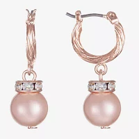 Monet Jewelry Rose Gold Glass Simulated Pearl Round Drop Earrings