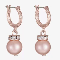 Monet Jewelry Rose Gold Glass Simulated Pearl Round Drop Earrings