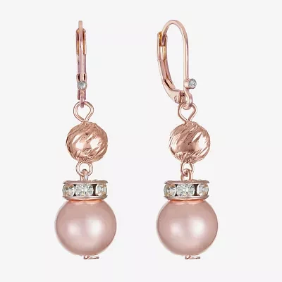 Monet Jewelry Rose Gold Glass Simulated Pearl Round Drop Earrings